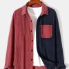 Long Sleeve Two Tone Corduroy Overshirt