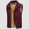 19d6c177ecd50af5119c0d1d9a1735773f61721d717bb44f8337a2327b49d38c.jpg Men's Outerwear Vests Sleeveless Winter Stand Collar Padded Vest Warm Fleece Lined