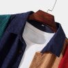 Corduroy Color Block Patchwork Shirt