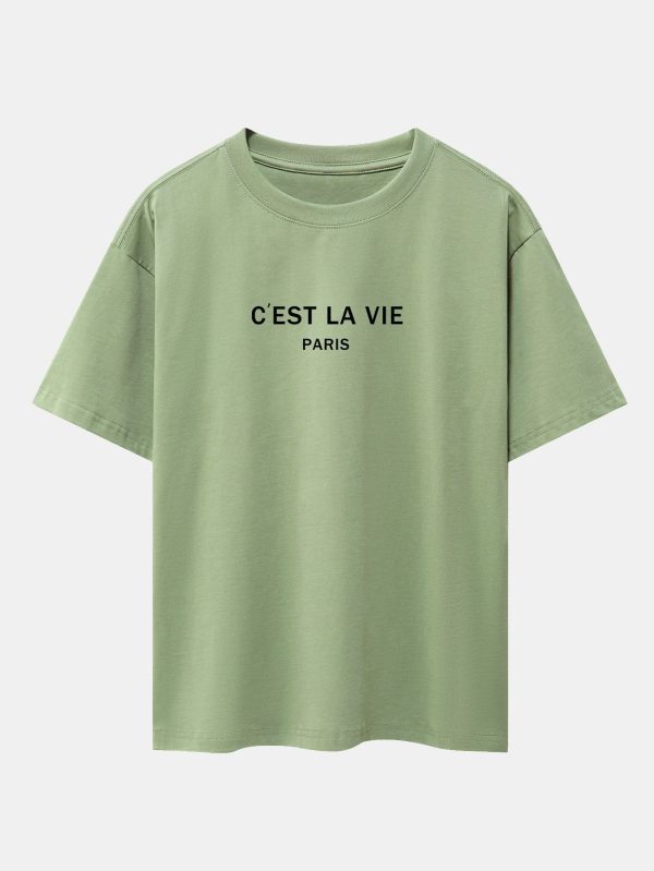 Paris Letter Print Dropped Shoulders Oversize T-Shirt