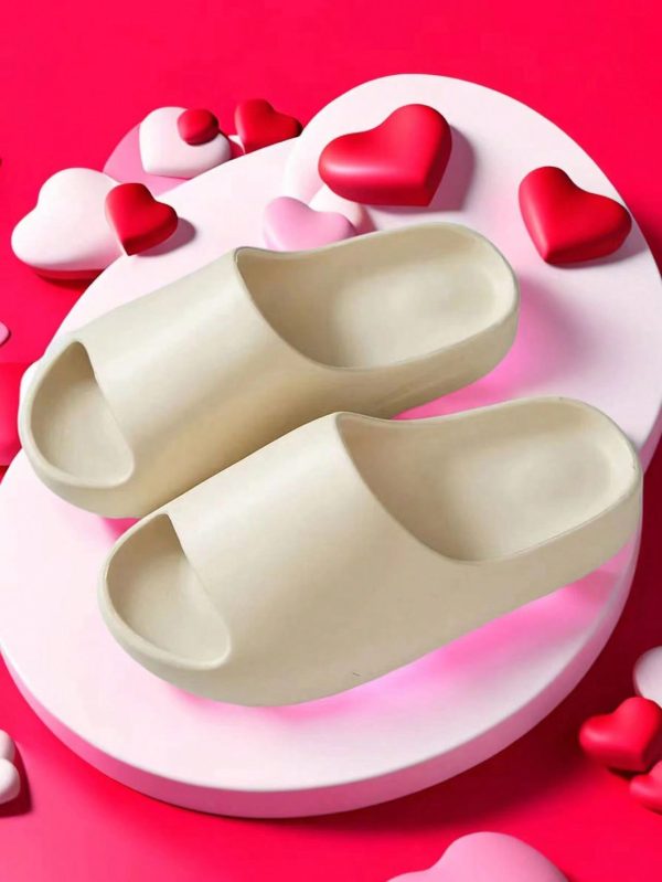 Unisex Chunky Slide Sandals, Couple Soft Indoor Outdoor Slipper Shoes, White