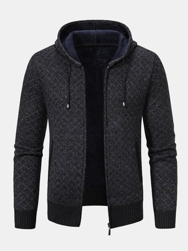 1c7eb62df826c8d0916daf65ede6e5c350056b4b815f1089fb8f16d975621e8f.jpg Diamond Pattern Zip Hooded Sweater