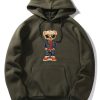 Denim Bear Print Hoodie