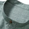Short Sleeve Half Button Fly Henley Collar Shirt & Straight Leg Linen Pants