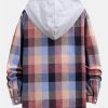 Contrast Hoodie Plaid Shirt