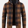Plaid Zip Up Hooded Sweater