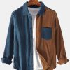 Corduroy Patchwork Long Sleeve Shirts