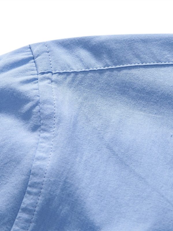Long Sleeve Linen Look Henley Collar Shirt