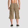 221bb1d78c2db3583f312bceca9754a448260a2d559508cdad8c532bf2e91a27.jpg Men Summer Casual 3/4 Long Cargo Shorts Twill Cotton Elastic Waist Multiple Pockets Comfortable Capris Trousers