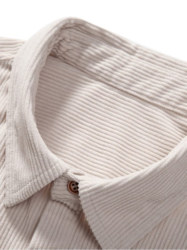 Long Sleeve Polo Collar Corduroy Shirt & Shorts
