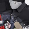 Men's Santa Print Casual Short Sleeve Shirt with Breast Pocket