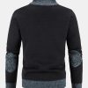 Zip Up Faux Suede Patchwork Sweater