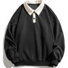 Relax Fit Contrast Polo Sweatshirt