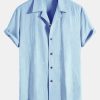 Textured Cotton Revere Shirt & 5" Shorts