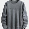 2 In 1 Faux Suede Crew Neck Sweatshirt