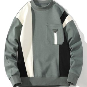 Color Block Sweatshirt With Pocket