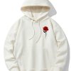 Rose Print Cotton Blend Hoodie & Jogger Pants