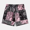 Paisley Print Button Up Shirt #Random Pattern Design# & Shorts