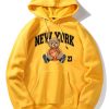 New York Basketball Bear Print Hoodie