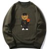 Basketball Bear Print Sweatshirt & Jogger Pants