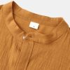 Long Sleeved Linen Look Stand Collar Shirt & Straight Leg Linen Pants
