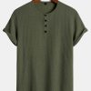 Muscle Fit Ribbed Henley Shirt