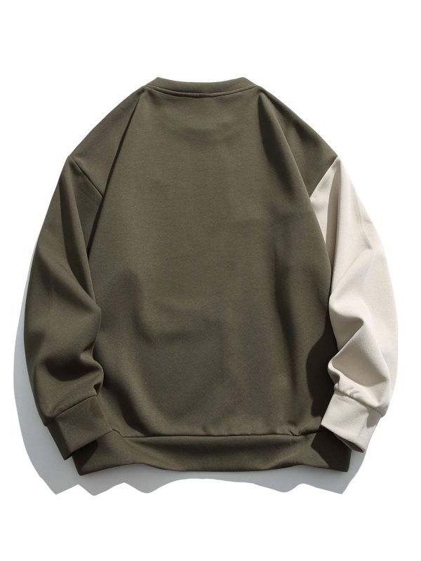 Oversize Color Block Crewneck Sweatshirt