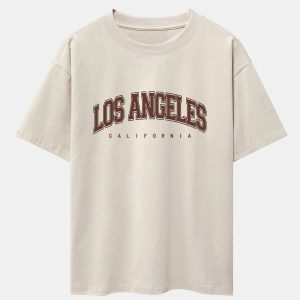 Los Angeles Print Heavy Weight Oversize T-Shirt & Corduroy Shorts