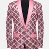 Elegant Plaid Sequin Shawl Lapel One Button Slim Fit Blazer
