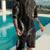 Men's Tiger Print Short Sleeve Two-Piece Set 3 Colors