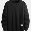 Textured Fabric Patchwork Crew Neck Sweatshirt