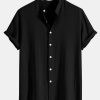 Linen And Rayon Blend Stand Collar Shirt & Straight Leg Linen Pants