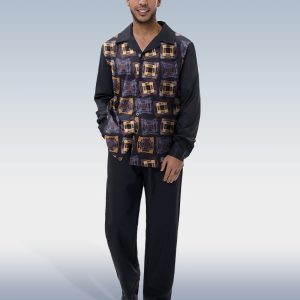 Square-print casual long-sleeve Shirt walking suit 001