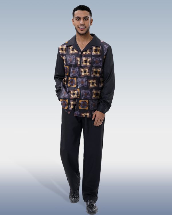 2c05304c2cb6e047411e229c56b79cb1419372596b0df3e534b4b5f5350c11b3.jpg Square-print casual long-sleeve Shirt walking suit 001