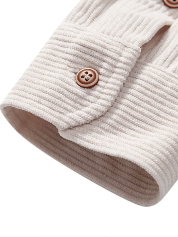 Long Sleeve Polo Collar Corduroy Shirt & Shorts