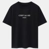 Paris Letter Print Dropped Shoulders Oversize T-Shirt