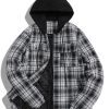 Quilted Lined Flannel Hooded Plaid Coat