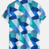 Color Block Geometric Print Shirt & Swim Shorts