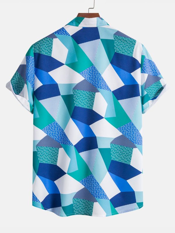 Color Block Geometric Print Shirt & Swim Shorts
