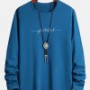 Long Sleeve Grateful Print Cotton T-Shirt