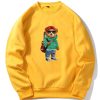 Guitar Bear Print Raglan Sleeves Sweatshirt