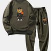 Basketball Bear Print Sweatshirt & Jogger Pants