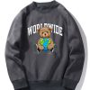 Worldwide Bear Print Raglan Sleeves Sweatshirt