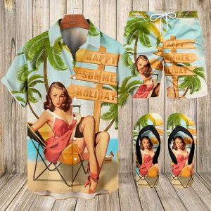 Suitmens Men's Hawaii Vacations Print Shirt Three-Piece Set 061