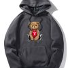 New York Bear Print Hoodie