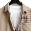Corduroy Plaid Patchwork Shirt