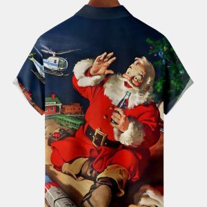 Men's Christmas Collection Casual Short Sleeve Hawaiian Shirt with Chest Pocket