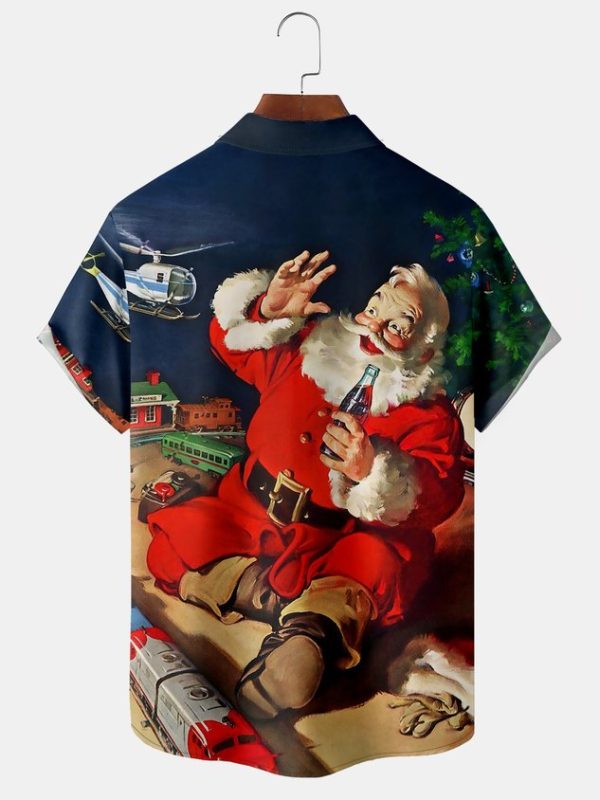 2f8585e426b1c48c964ff3543bbe41dfc33d4409fe54134ae846784163844144.jpg Men's Christmas Collection Casual Short Sleeve Hawaiian Shirt with Chest Pocket