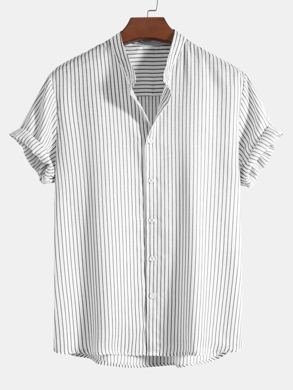 Striped Stand Collar Shirt