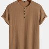 Muscle Fit Ribbed Henley Shirt